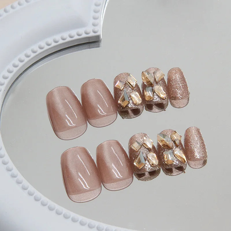 24 Square Short Fake Nails +1 Nail File +1 Piece of Jelly Glue
