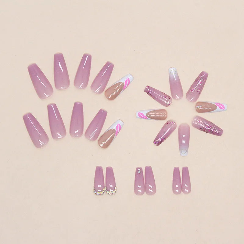 24 PCs Fake Nails with 1 Nail Glue and 1 Nail File