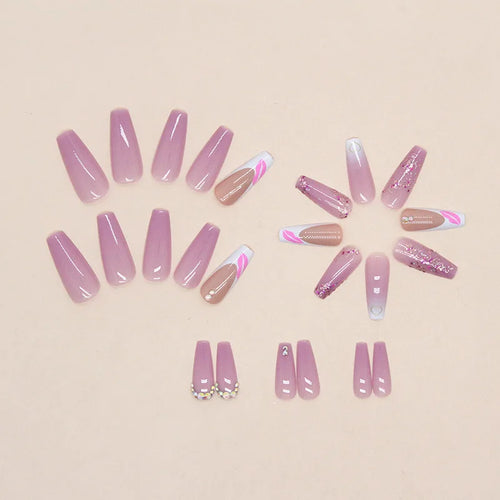 24 PCs Fake Nails with 1 Nail Glue and 1 Nail File